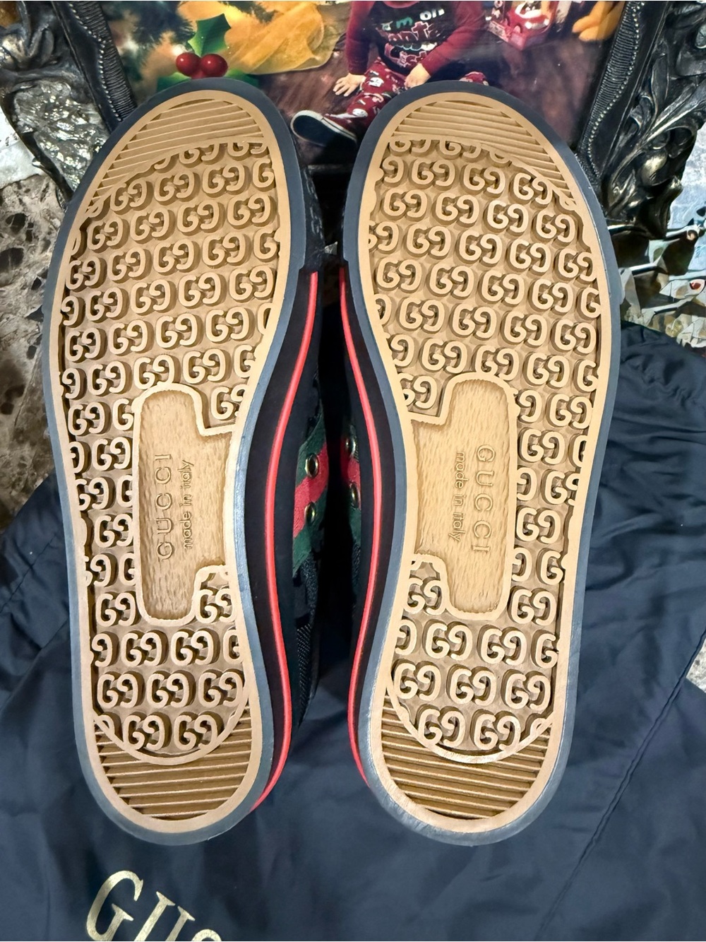 Gucci Off The Grid Tennis 1977 Black ECONYL Sneakers NIB Web Stripe 34.5 Wm/Kids - Picture 10 of 10